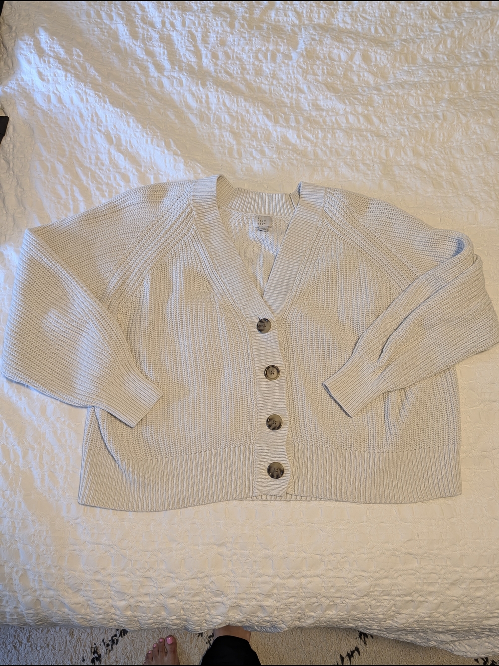 a new day Cream Button-Front Chunky Knit Cardigan